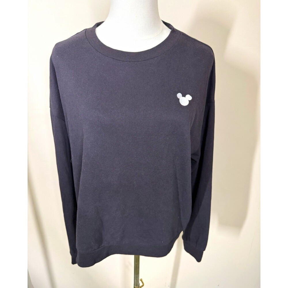 H&M Basic Womens Disney Mickey Mouse Logo Crewneck Pullover Sweatshirt L 380